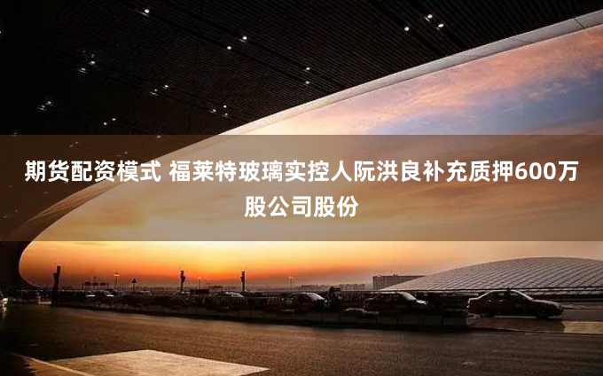 期货配资模式 福莱特玻璃实控人阮洪良补充质押600万股公司股份